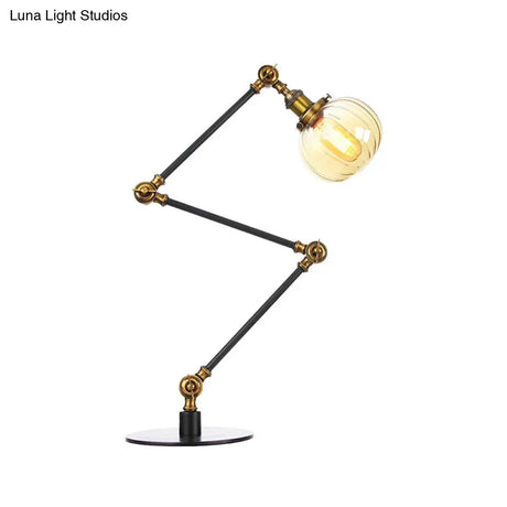 Vintage Amber/Clear Glass Table Lamp With Global Styling For Bedroom 1-Light Black/Bronze Finish