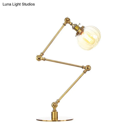 Vintage Amber/Clear Glass Table Lamp With Global Styling For Bedroom 1-Light Black/Bronze Finish
