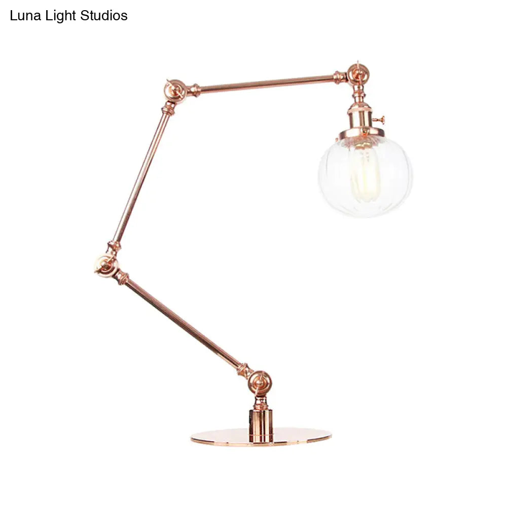 Vintage Amber/Clear Glass Table Lamp With Global Styling For Bedroom 1-Light Black/Bronze Finish