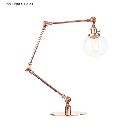 Vintage Amber/Clear Glass Table Lamp With Global Styling For Bedroom 1-Light Black/Bronze Finish