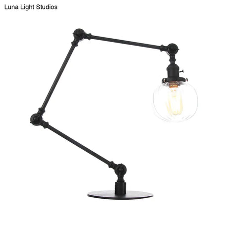 Vintage Amber/Clear Glass Table Lamp With Global Styling For Bedroom 1-Light Black/Bronze Finish