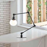 Vintage Amber/Clear Glass Table Lamp With Global Styling For Bedroom 1-Light Black/Bronze Finish