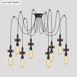 Vintage Amber Glass Pendant Light - 2/3/6-Light Led Suspension Lamp For Coffee Shops In Black