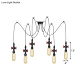 Vintage Amber Glass Pendant Light - 2/3/6-Light Led Suspension Lamp For Coffee Shops In Black
