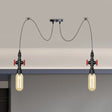 Vintage Amber Glass Pendant Light - 2/3/6-Light Led Suspension Lamp For Coffee Shops In Black 2 /