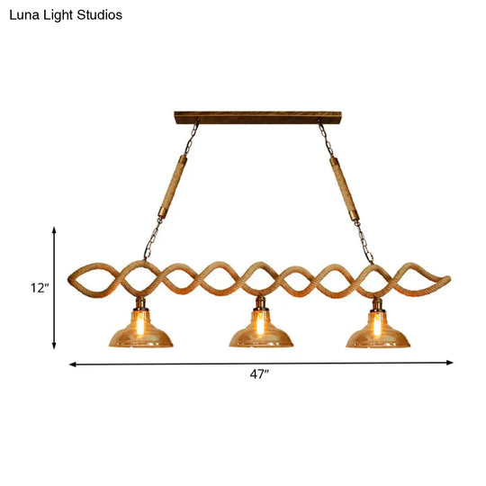 Vintage Amber Glass Pendant Light With Beige Barn Island Design - 2/3 Lights