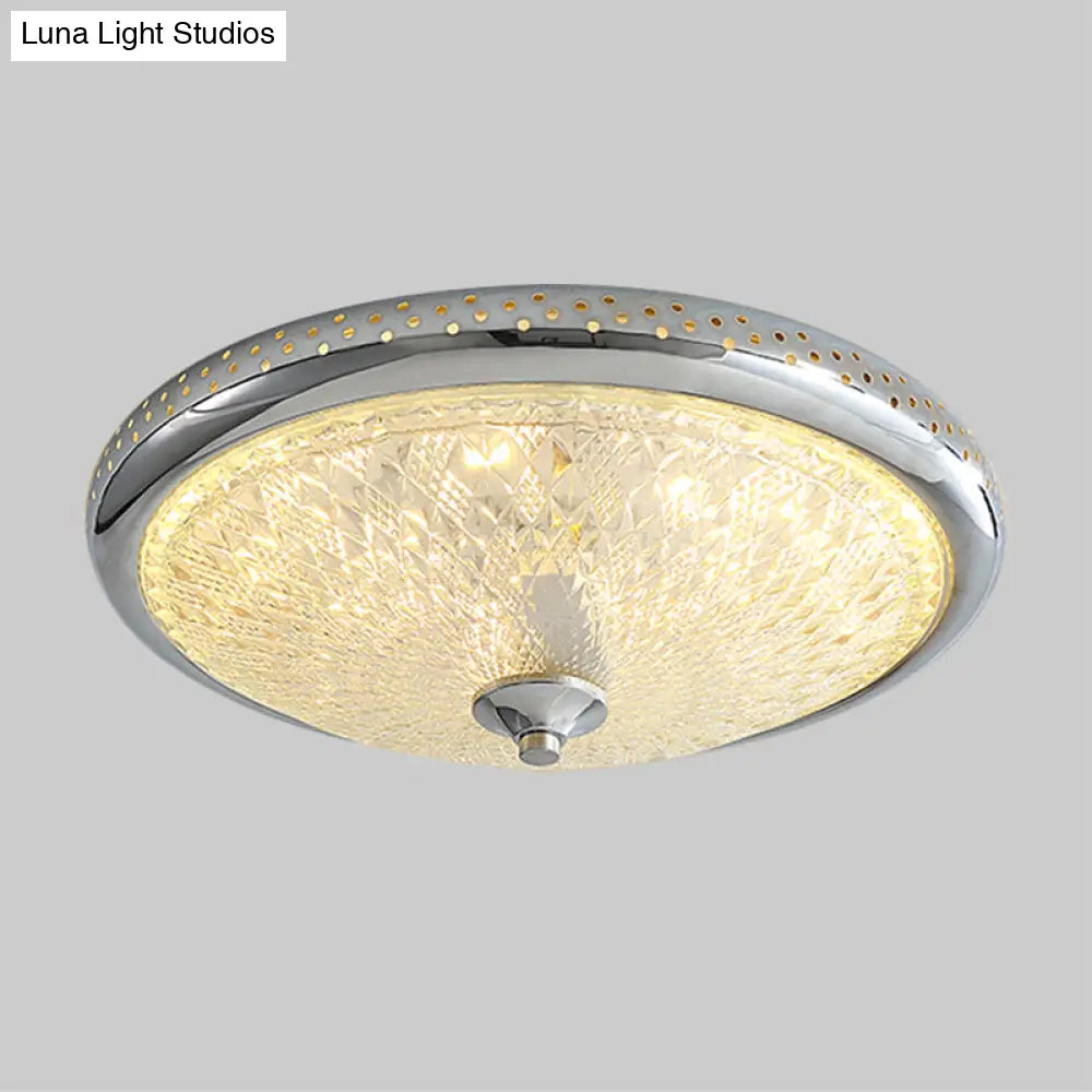 Vintage Amber Prismatic Glass Led Flush Ceiling Light Fixture Gold/Chrome Finish 14’/18’ Width