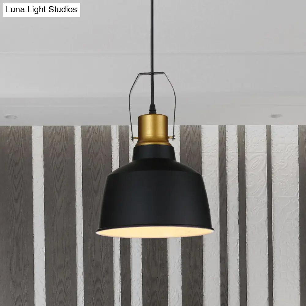 Vintage Bell Aluminum Hanging Lamp - 1 Head Ceiling Pendant Light In Black