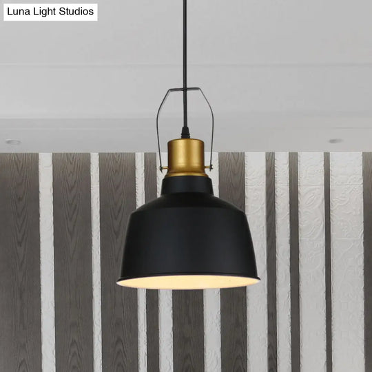 Vintage Bell Aluminum Hanging Lamp - 1 Head Ceiling Pendant Light In Black
