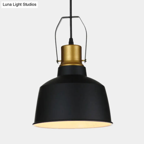 Vintage Bell Ceiling Pendant Light - Black Aluminum Hanging Lamp With Handle