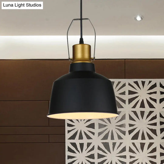 Vintage Bell Aluminum Hanging Lamp - 1 Head Ceiling Pendant Light In Black