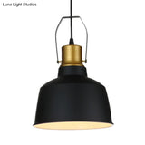 Vintage Bell Ceiling Pendant Light - Black Aluminum Hanging Lamp With Handle
