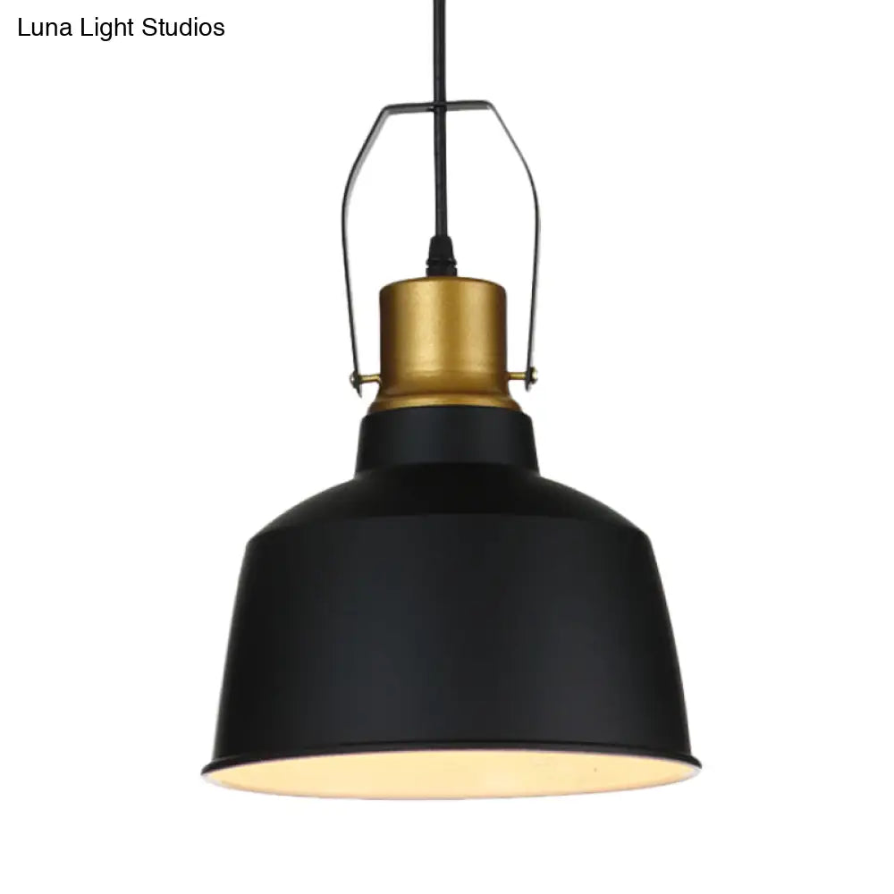 Vintage Bell Ceiling Pendant Light - Black Aluminum Hanging Lamp With Handle