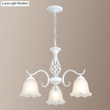 Vintage Bell Chandelier With Ruffle Glass Pendant Light Fixture For Dining Room