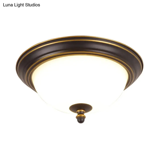 Vintage Bell Flush Ceiling Light With Cream Glass - Led Mount Fixture