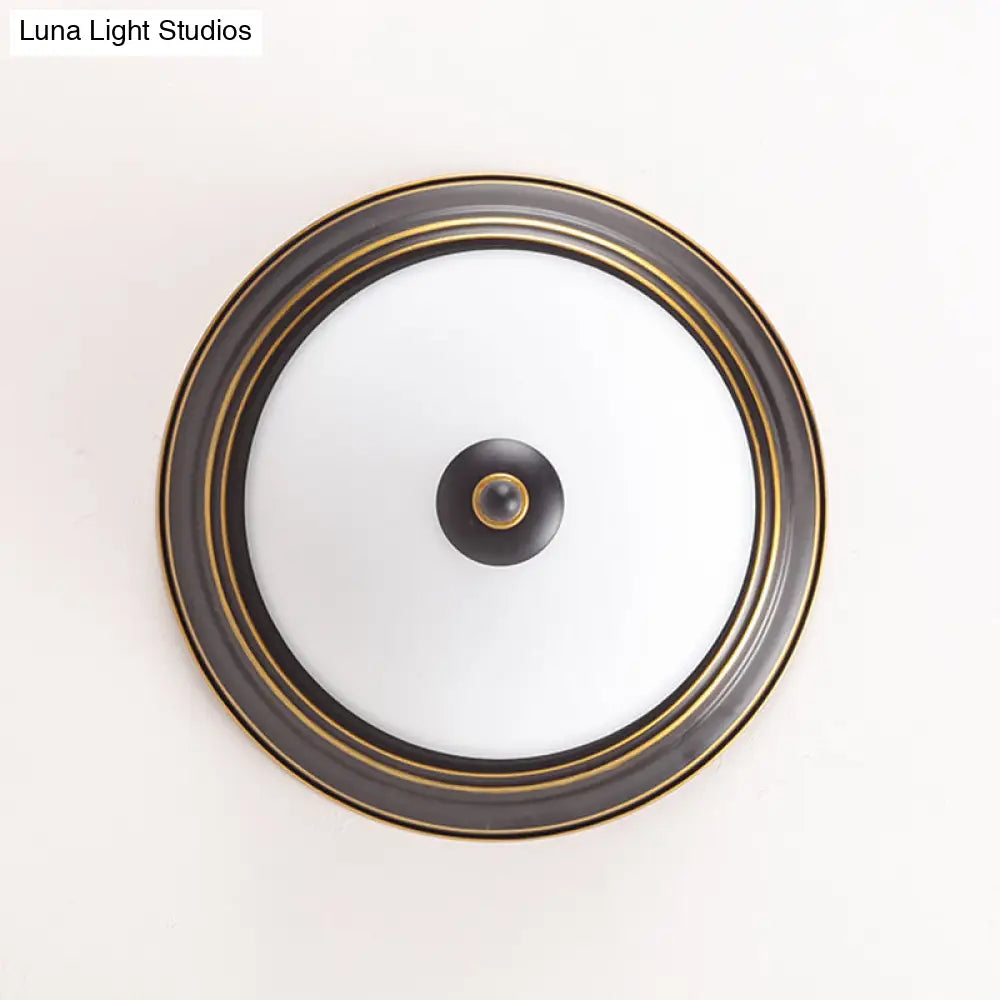 Vintage Bell Flush Ceiling Light With Cream Glass - Led Mount Fixture