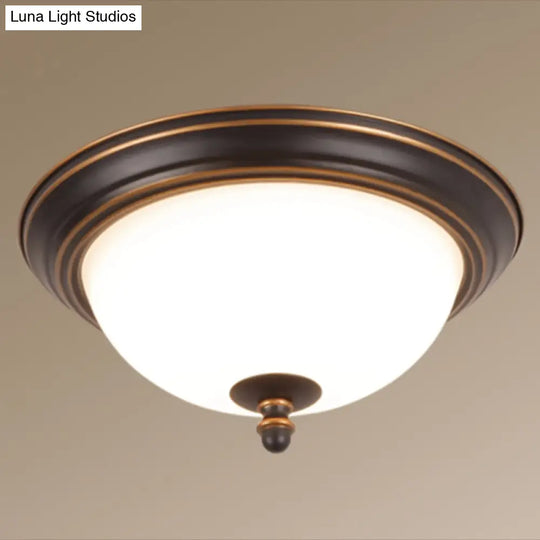 Vintage Bell Flush Ceiling Light With Cream Glass - Led Mount Fixture Red-Black / 13 Round