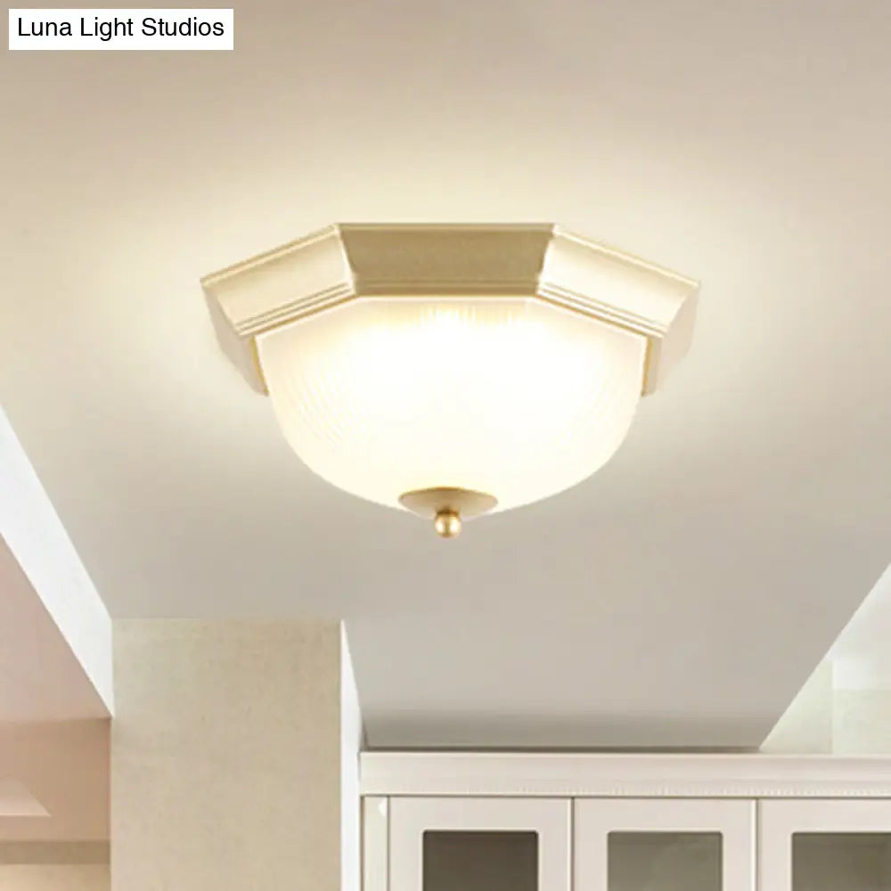 Vintage Bell Flush Ceiling Light With Cream Glass - Led Mount Fixture Gold / 13’ Octagon