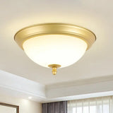 Vintage Bell Flush Ceiling Light With Cream Glass - Led Mount Fixture Gold / 13’ Round