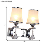 Vintage Bell Sconce Light Fixture Clear Glass Gold Finish Crystal Accent 2 Lights Bedroom Wall Lamp