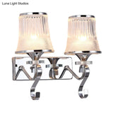 Vintage Bell Sconce Light Fixture Clear Glass Gold Finish Crystal Accent 2 Lights Bedroom Wall Lamp