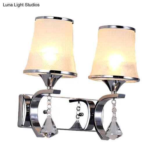 Vintage Bell Sconce Light Fixture Clear Glass Gold Finish Crystal Accent 2 Lights Bedroom Wall Lamp
