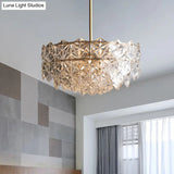 Vintage Beveled K9 Crystal Chandelier - Brass Circular Ceiling Pendant Light Fixture For Living Room