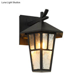Vintage Birdcage Wall Sconce - Elegant Outdoor Bronze/Black Lamp With Clear Water Glass Single Light