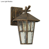 Vintage Birdcage Wall Sconce - Elegant Outdoor Bronze/Black Lamp With Clear Water Glass Single Light