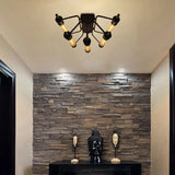 Vintage Black 5-Light Semi Flush Mount Ceiling Light For Living Room Space