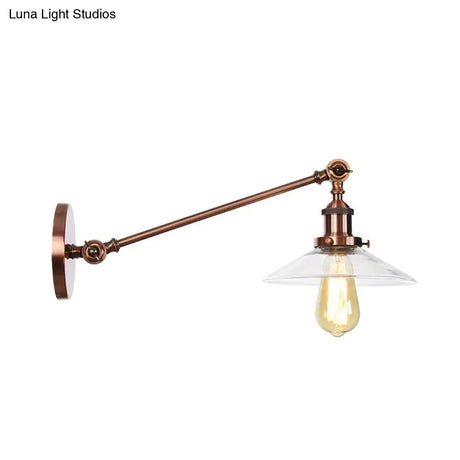 Vintage Black/Brass/Bronze Cone Glass Sconce Light - 8/12 Arm