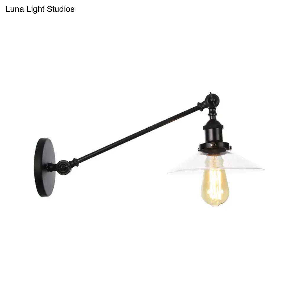 Vintage Black/Brass/Bronze Cone Glass Sconce Light - 8/12 Arm