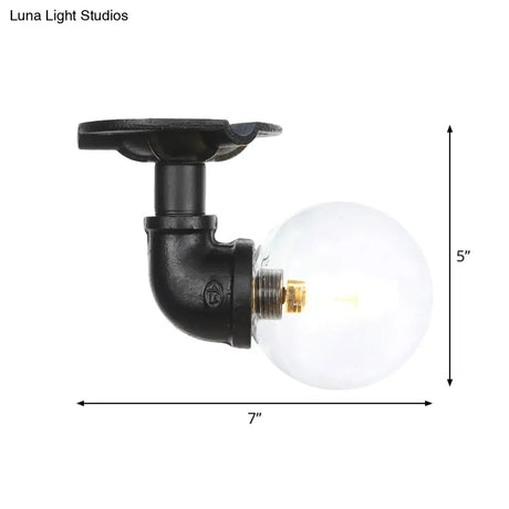 Vintage Black Glass Ball Semi Flushmount Led Ceiling Flush Mount For Hallways