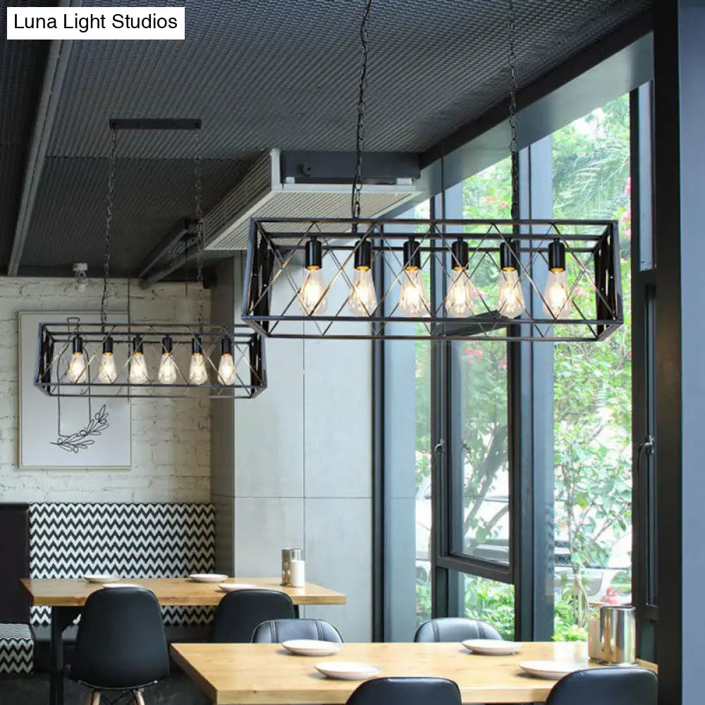 Vintage Black Iron Island Pendant Light For Dining Room Ceiling