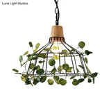 Vintage Black Metal Led Plant Ceiling Hang Pendant – Ideal For Restaurants - Bulb Cage Fixture