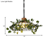 Vintage Black Metal Led Plant Ceiling Hang Pendant – Ideal For Restaurants - Bulb Cage Fixture