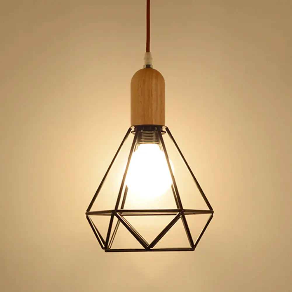 Vintage Black Metal Pendant Lamp For Restaurant With Diamond Urn And Pumpkin Design /