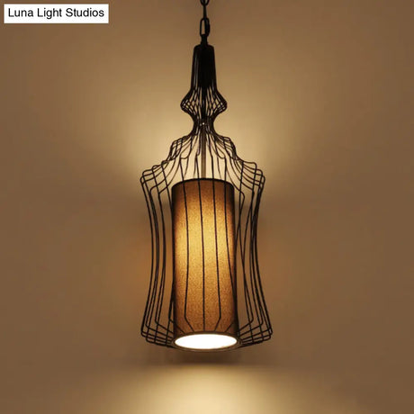 Vintage Black Metal Pendant Light - Oval/Gourd/Lantern Design 1-Light Ideal For Dining Room Ceiling