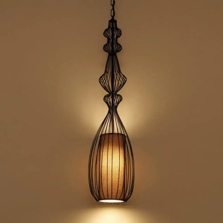 Vintage Black Metal Pendant Light - Oval/Gourd/Lantern Design 1-Light Ideal For Dining Room Ceiling