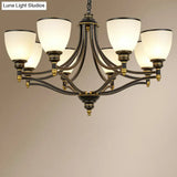 Vintage Black Opaline Glass Chandelier With Bell Shape - Elegant Suspension Lighting For Living Room