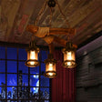 Vintage Black Pendant Light: 3-Bulb Ceiling Lamp With Lantern Shade And Clear Glass – Dining Room