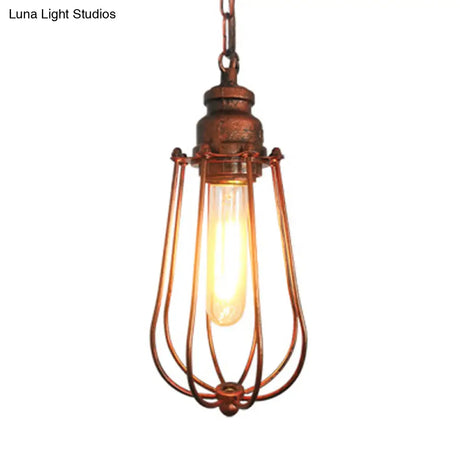 Vintage Black/Rust Pendant Bedroom Ceiling Light With Metal Shade