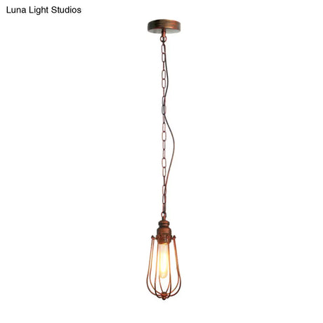 Vintage Black/Rust Pendant Bedroom Ceiling Light With Metal Shade