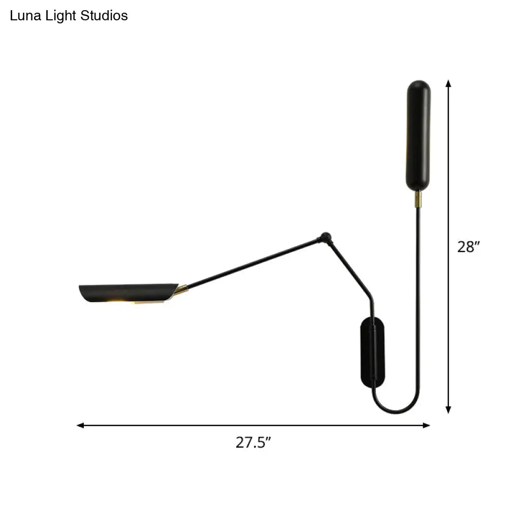Vintage Black Tubular Wall Mounted Lamp - Metal 2-Light Living Room Fixture