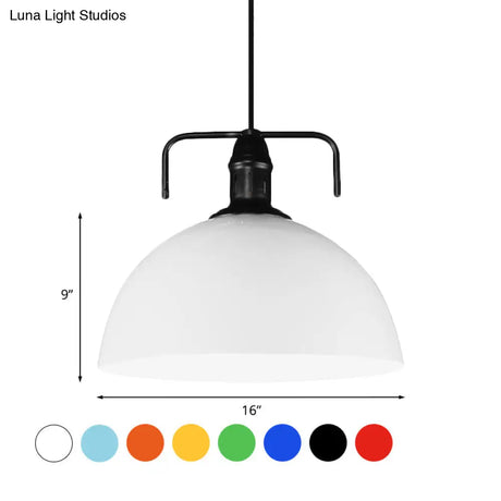 Vintage Blue/Green Metal Pendant Light - 12’/14’/16’ Wide 1-Light Indoor Hanging Ceiling With Cord