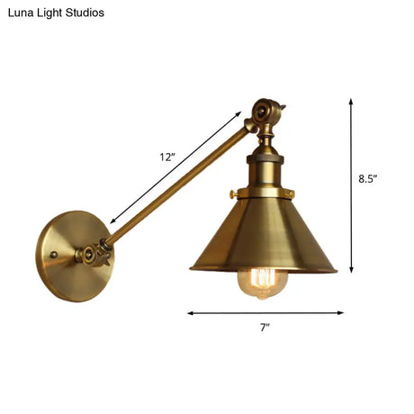 Vintage Brass/Bronze Wall Lamp: Metal Tapered Sconce Lighting For Bedroom Bedside