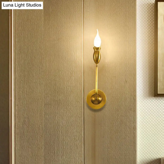 Vintage Brass Candle Wall Sconce Lighting - 1/2-Head Metal Lamp For Dining Room