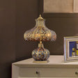 Vintage Brass Desk Lamp With Metal Crown Shade And Onion Shape Base