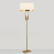 Vintage Brass Fabric Drum Floor Lamp - Single Bulb Standing Lighting For Living Room