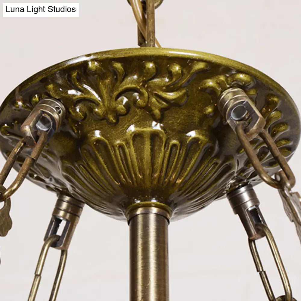 Vintage Brass Finish Stained Glass Peacock Pendant Light For Foyer: Tiffany Chandelier